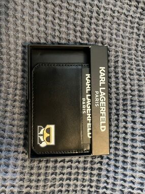 Brand New Karl Lagerfeld Black Logo Card Holder with Silhouette Print
